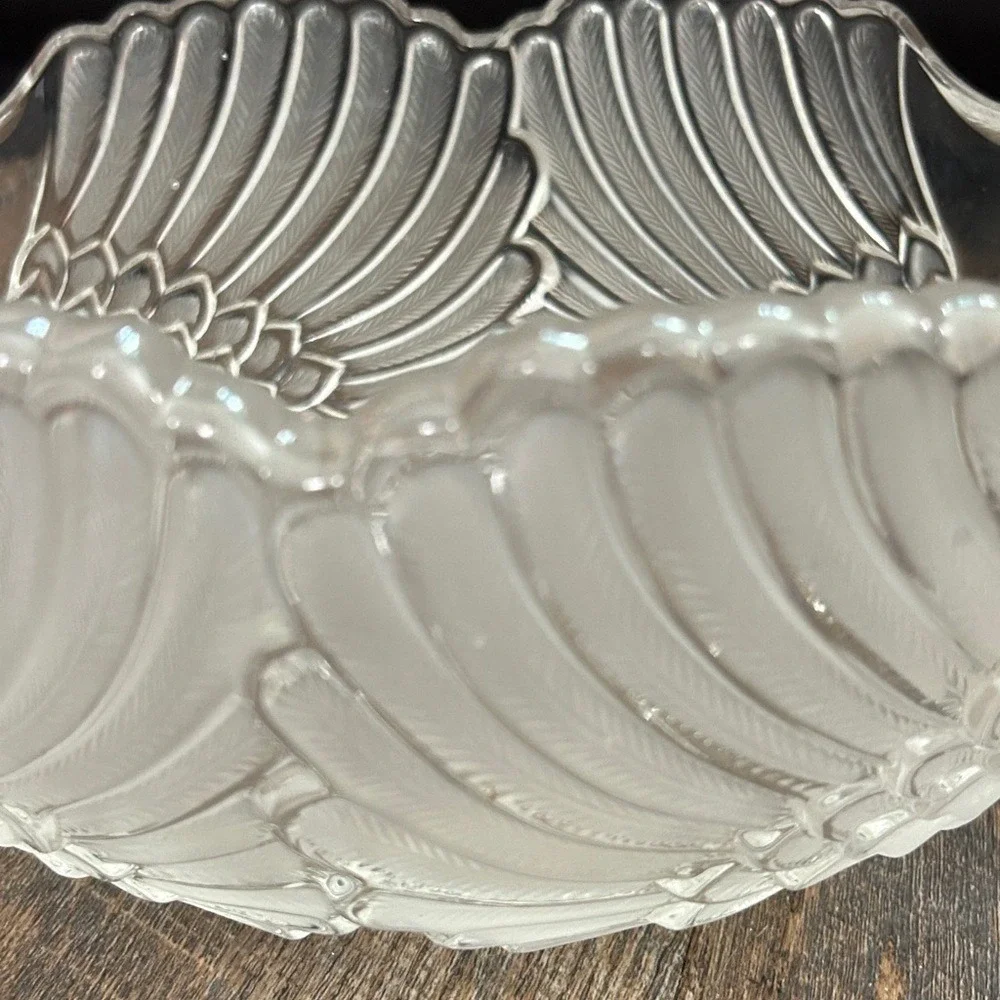 Vintage Mikasa Frosted Swan‎ Crystal Oval Handled Bowl - 13